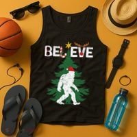 Believe Bigfoot Sasquatch Yeti Santa Hat Christmas Pajamas Tank Top thumb 4