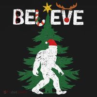 Believe Bigfoot Sasquatch Yeti Santa Hat Christmas Pajamas Women's T-Shirt thumb 6