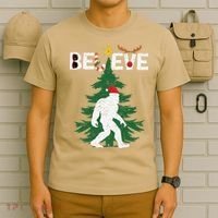 Believe Bigfoot Sasquatch Yeti Santa Hat Christmas Pajamas T-Shirt thumb 6