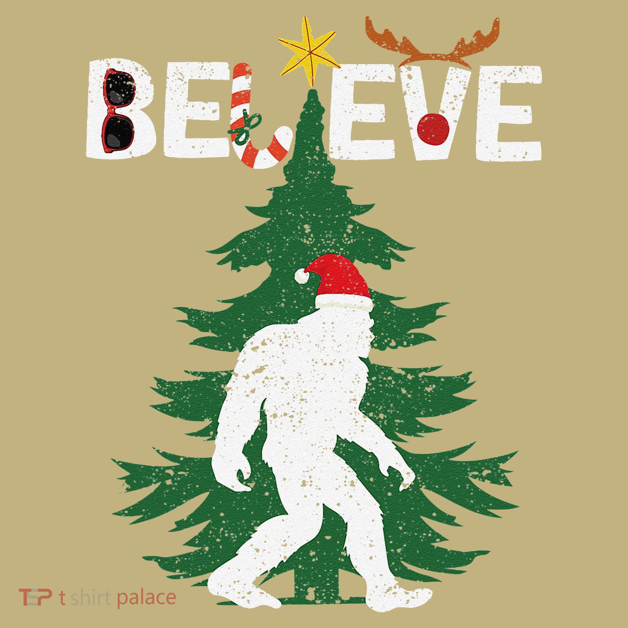 Believe Bigfoot Sasquatch Yeti Santa Hat Christmas Pajamas T-Shirt