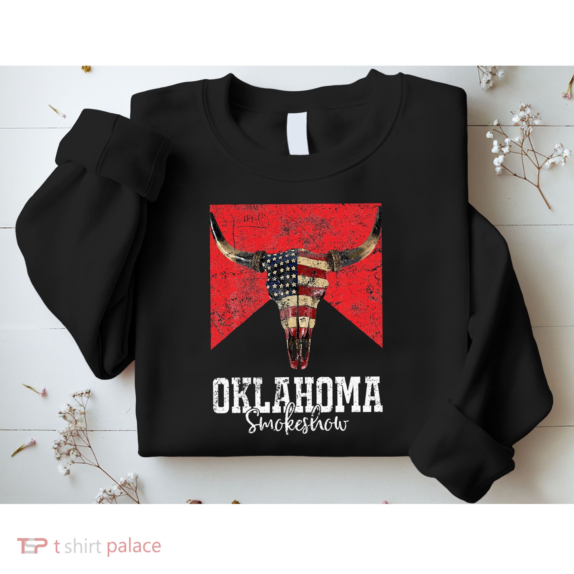 Boho Bull Skull Cow Oklahoma Smokeshow Western Country Sweatshirt