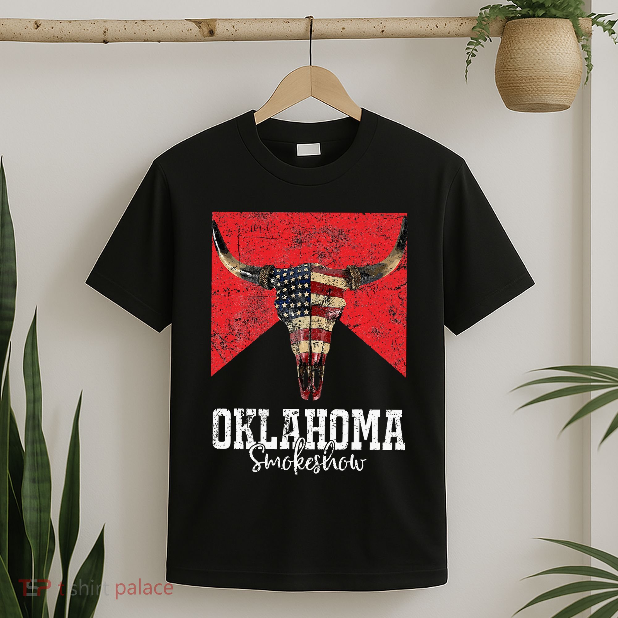 Boho Bull Skull Cow Oklahoma Smokeshow Western Country T-Shirt