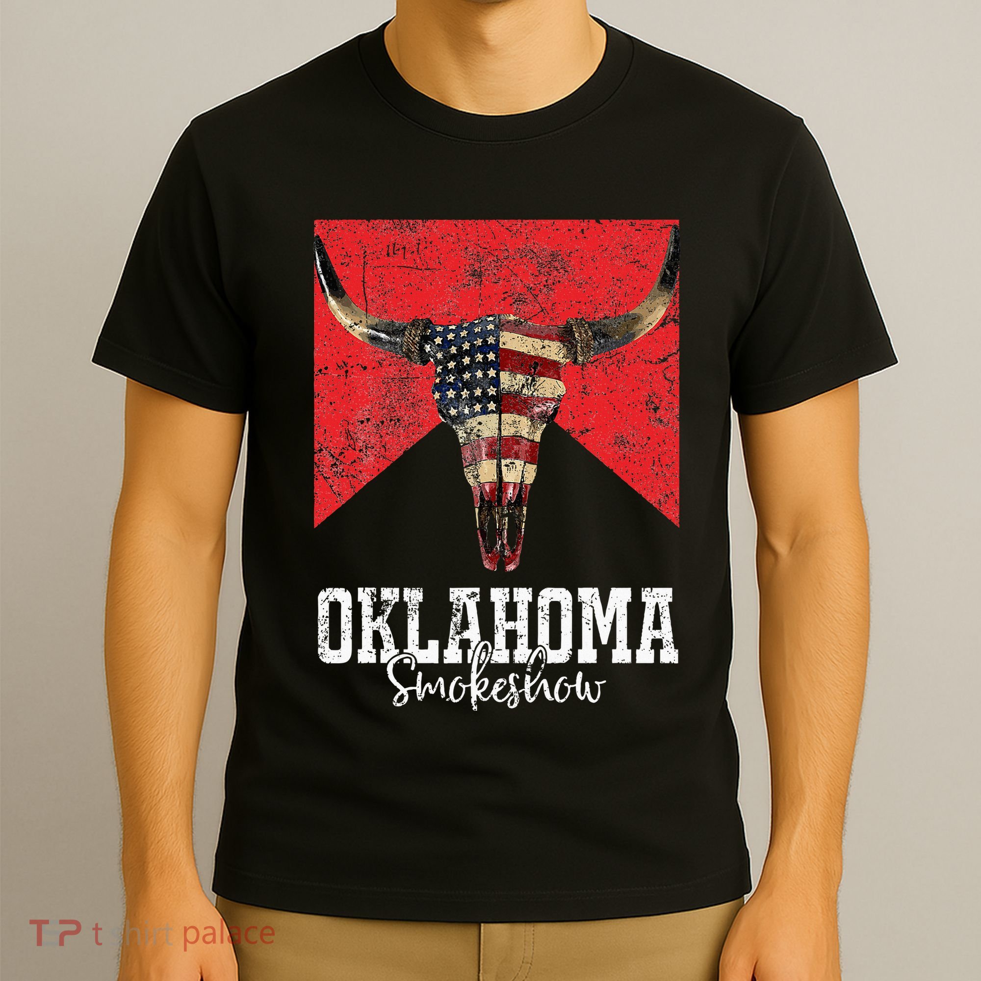 Boho Bull Skull Cow Oklahoma Smokeshow Western Country T-Shirt