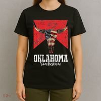 Boho Bull Skull Cow Oklahoma Smokeshow Western Country T-Shirt thumb 4