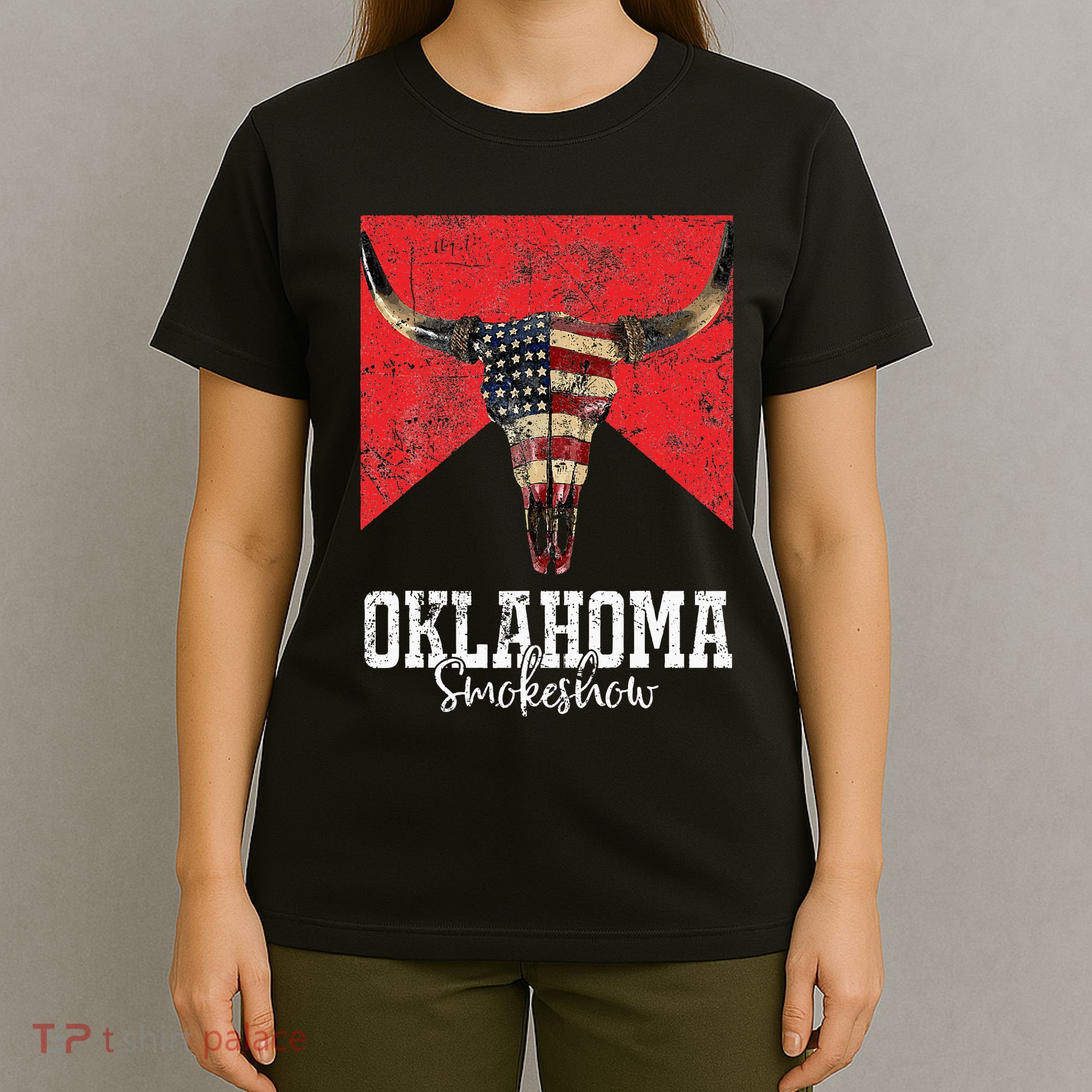 Boho Bull Skull Cow Oklahoma Smokeshow Western Country T-Shirt
