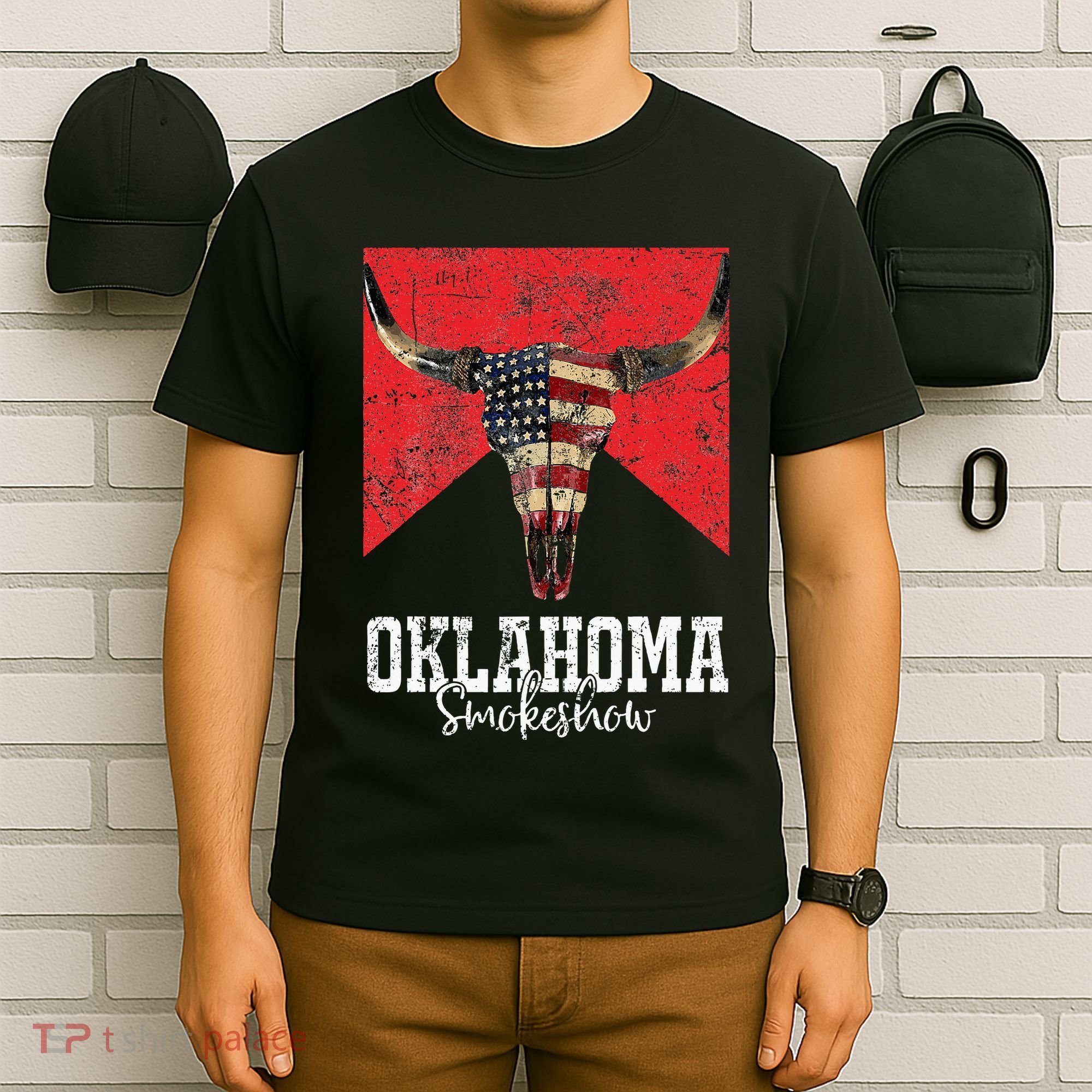 Boho Bull Skull Cow Oklahoma Smokeshow Western Country T-Shirt