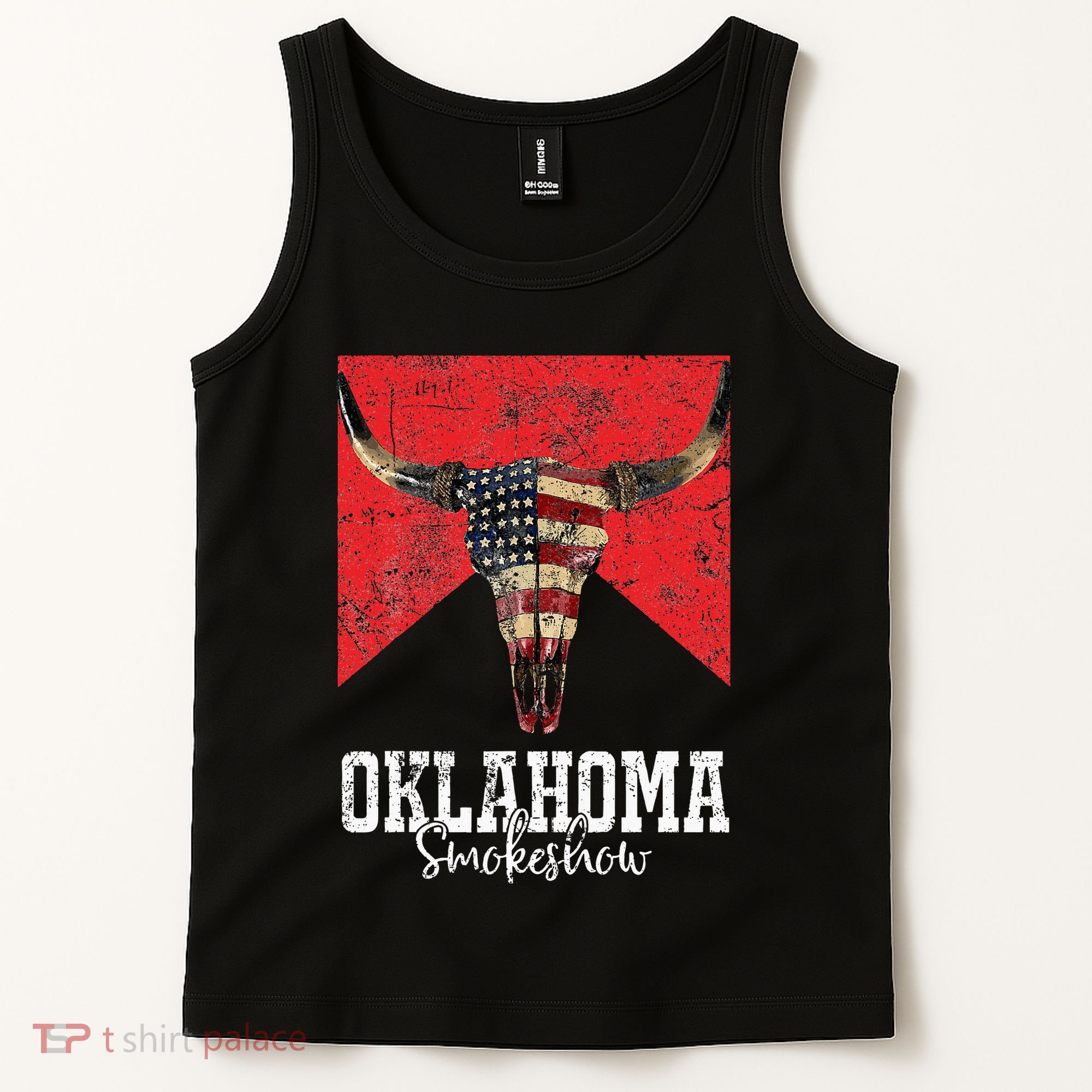 Boho Bull Skull Cow Oklahoma Smokeshow Western Country Tank Top