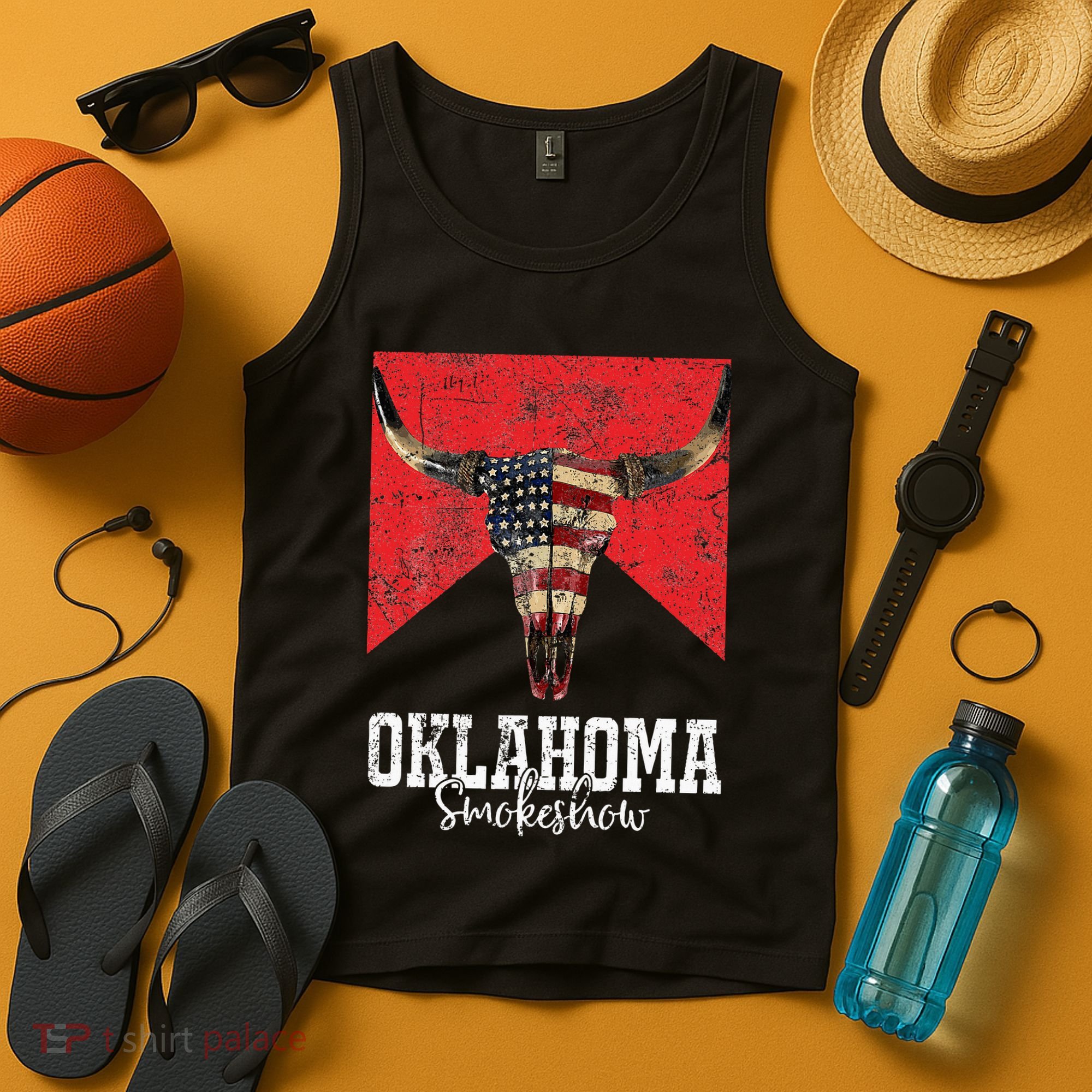 Boho Bull Skull Cow Oklahoma Smokeshow Western Country Tank Top