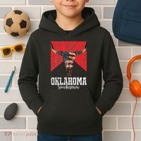 Boho Bull Skull Cow Oklahoma Smokeshow Western Country Kids Hoodie thumb 2