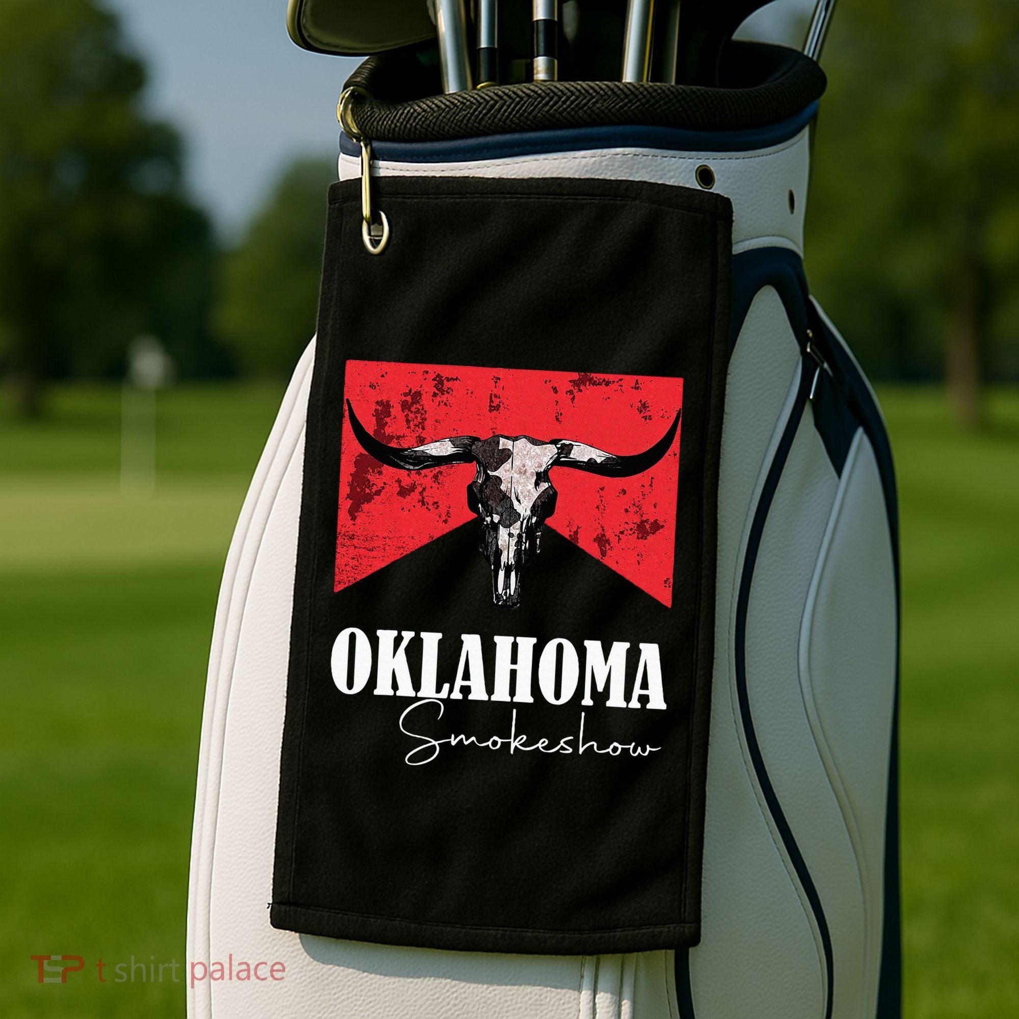Boho Bull Skull Cow Oklahoma Smokeshow Western Country Golf Towel
