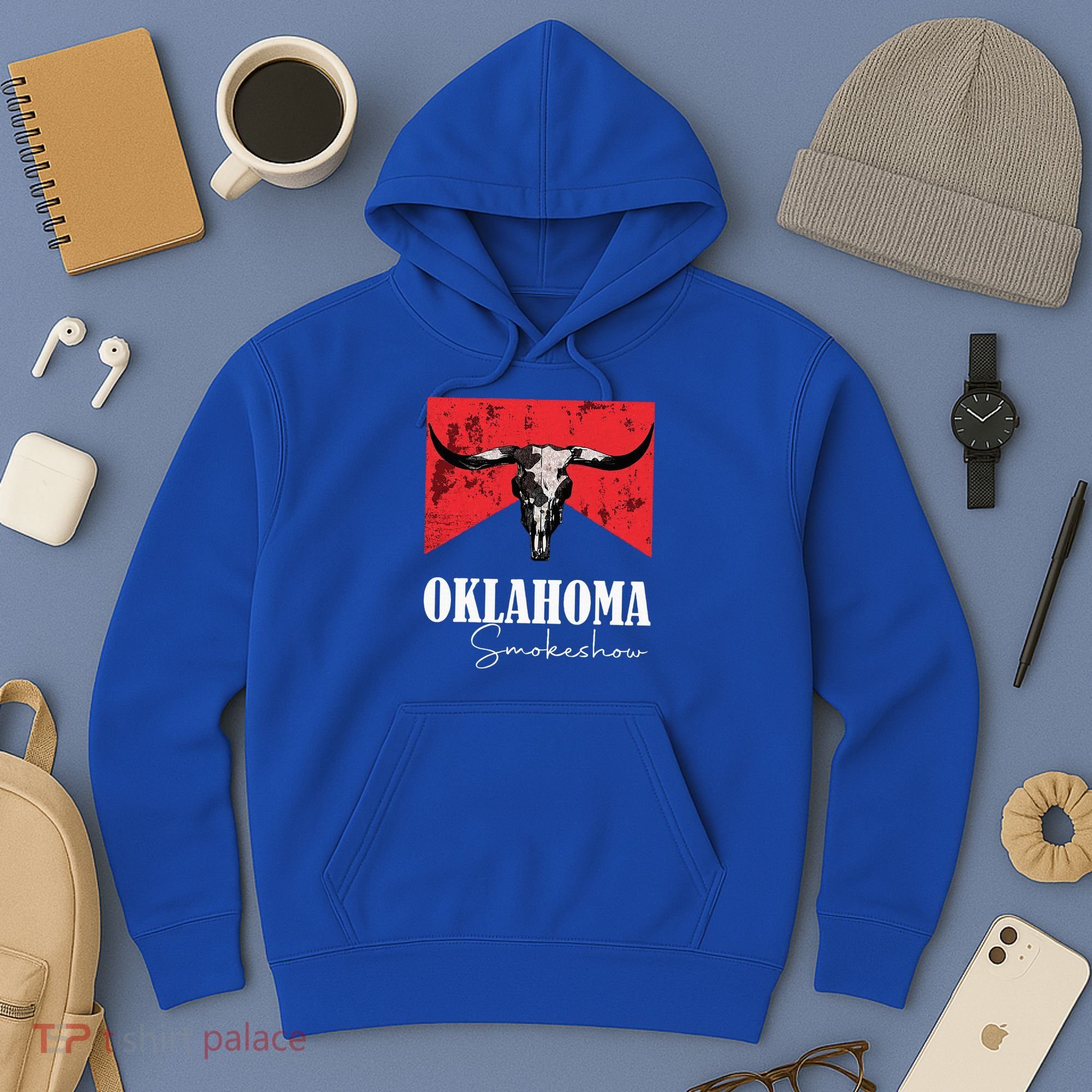 Boho Bull Skull Cow Oklahoma Smokeshow Western Country Hoodie