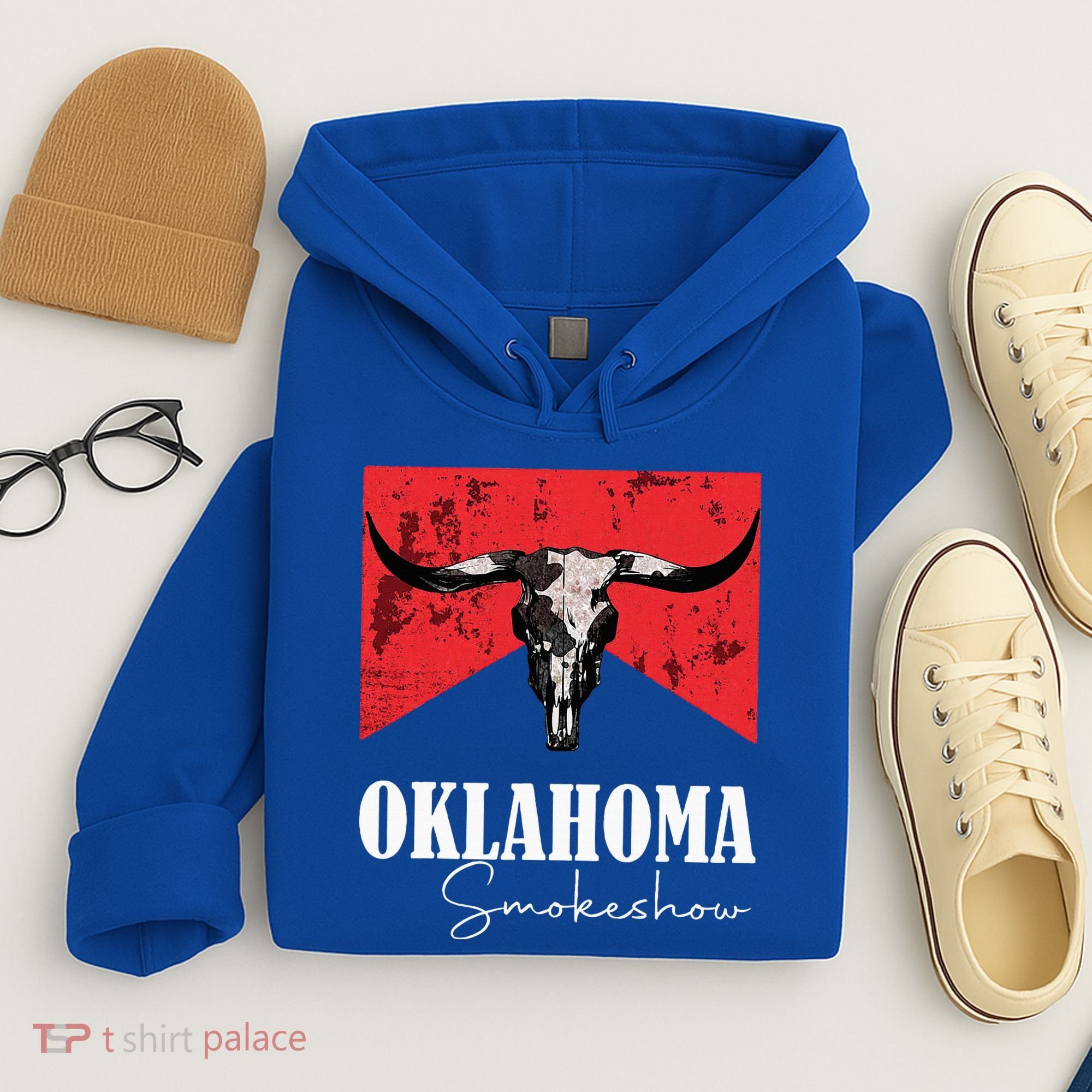 Boho Bull Skull Cow Oklahoma Smokeshow Western Country Hoodie