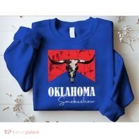 Boho Bull Skull Cow Oklahoma Smokeshow Western Country Sweatshirt thumb 2