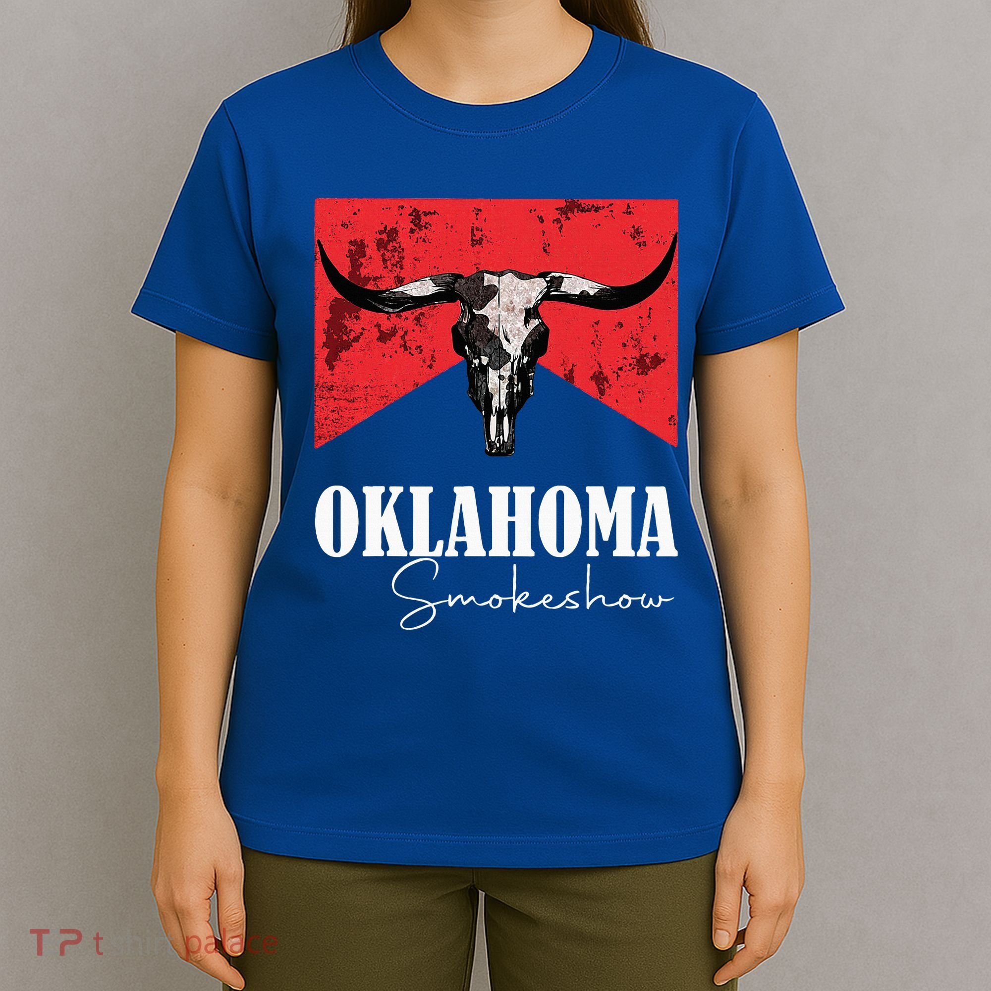 Boho Bull Skull Cow Oklahoma Smokeshow Western Country T-Shirt