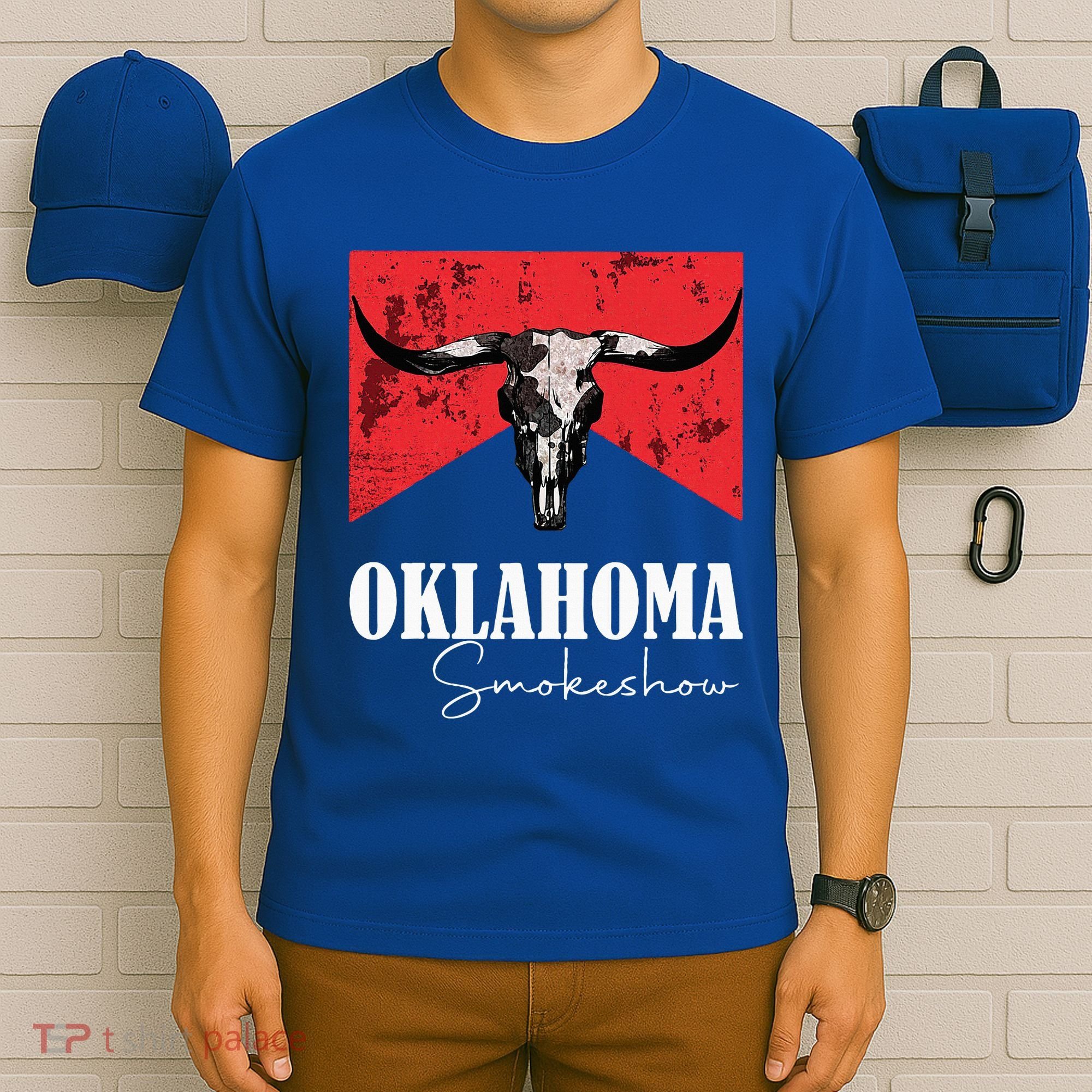 Boho Bull Skull Cow Oklahoma Smokeshow Western Country T-Shirt