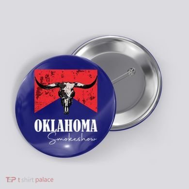 Boho Bull Skull Cow Oklahoma Smokeshow Western Country Button