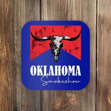 Boho Bull Skull Cow Oklahoma Smokeshow Western Country Coaster