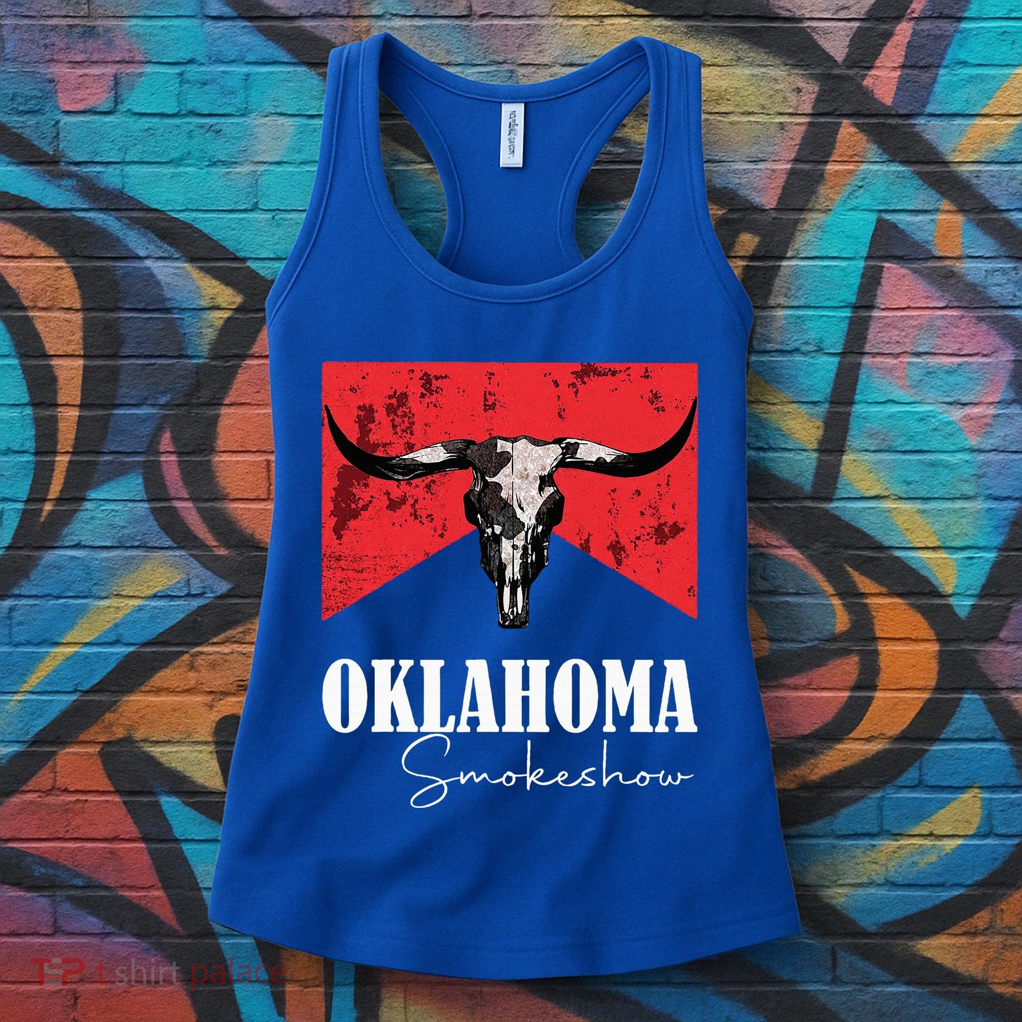 Boho Bull Skull Cow Oklahoma Smokeshow Western Country Women's Tank Top