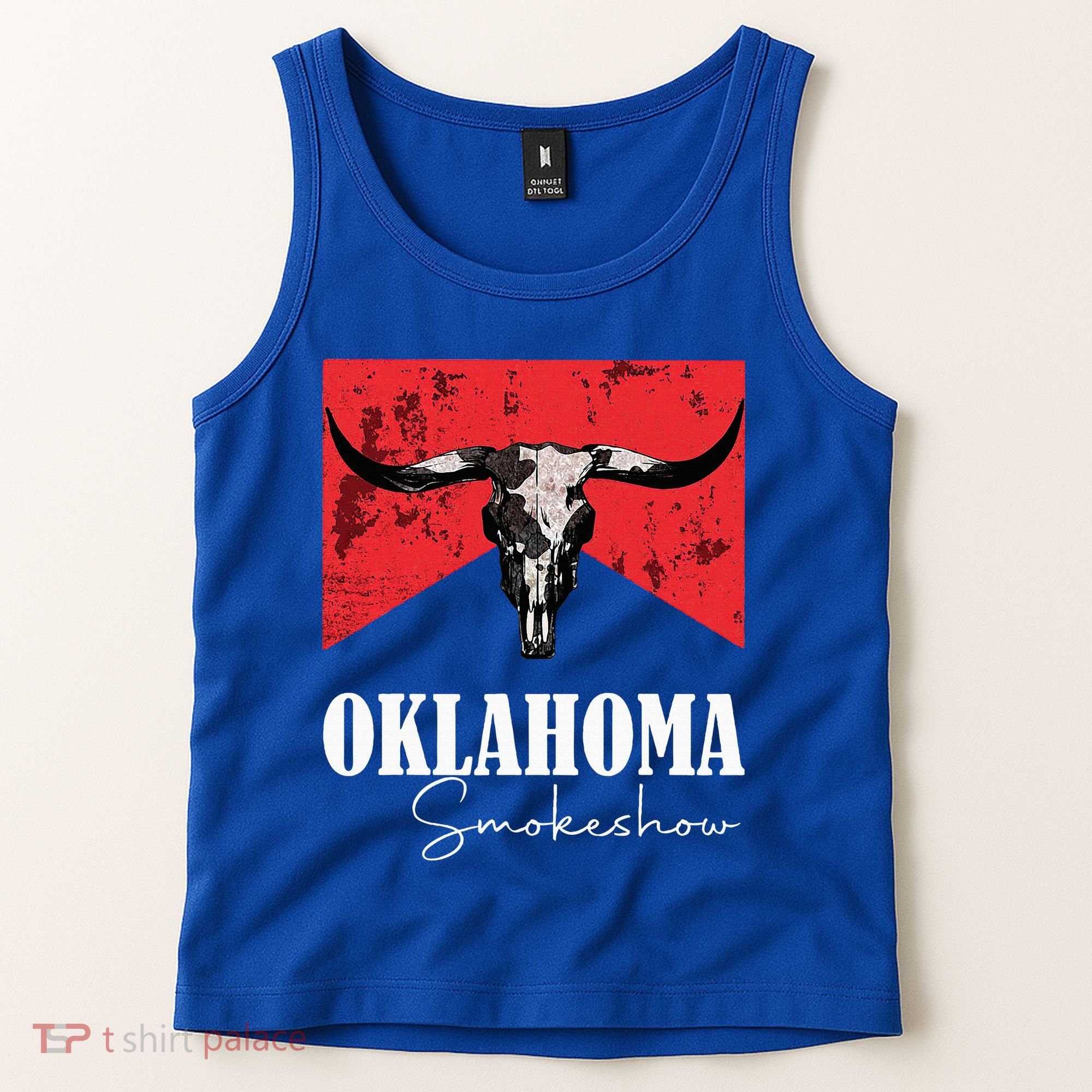 Boho Bull Skull Cow Oklahoma Smokeshow Western Country Tank Top