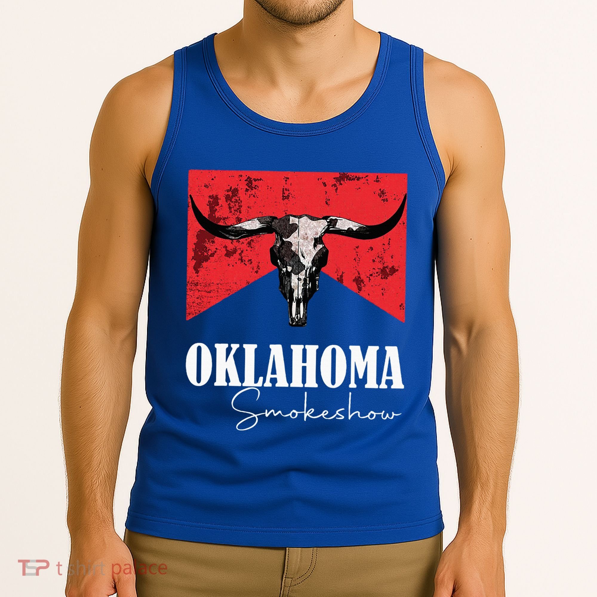 Boho Bull Skull Cow Oklahoma Smokeshow Western Country Tank Top
