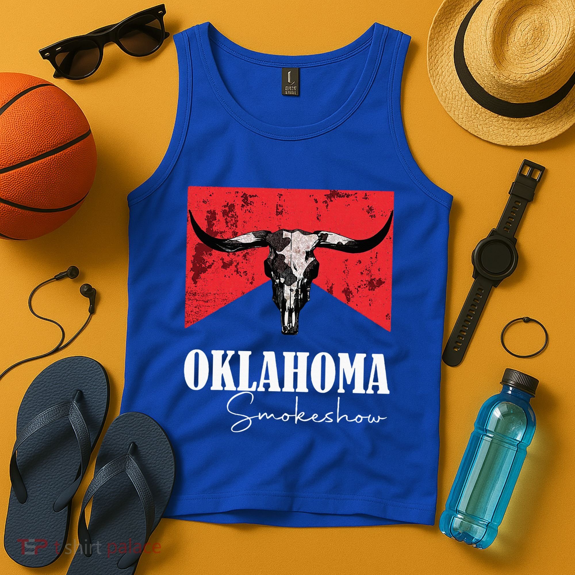 Boho Bull Skull Cow Oklahoma Smokeshow Western Country Tank Top
