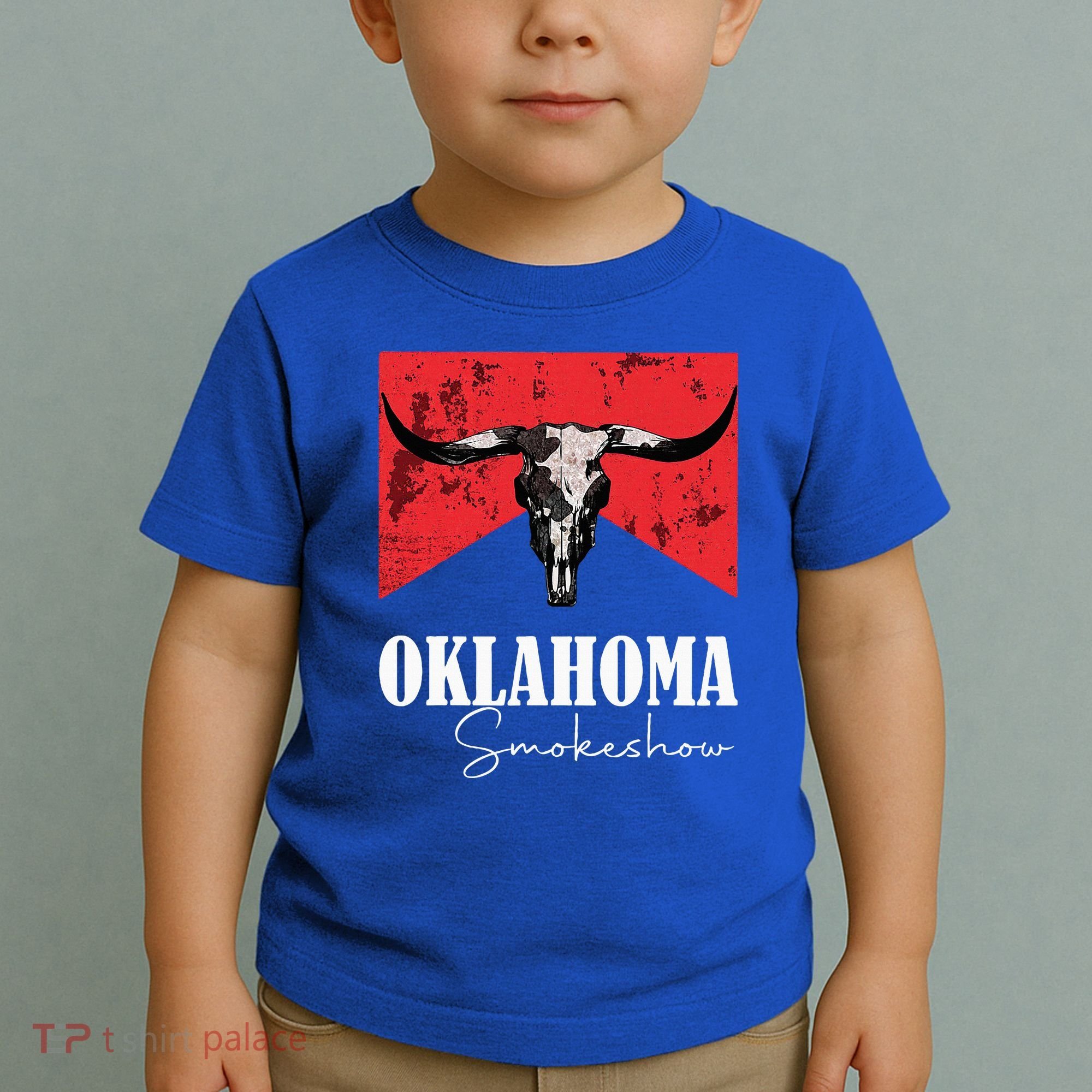 Boho Bull Skull Cow Oklahoma Smokeshow Western Country Toddler T-Shirt