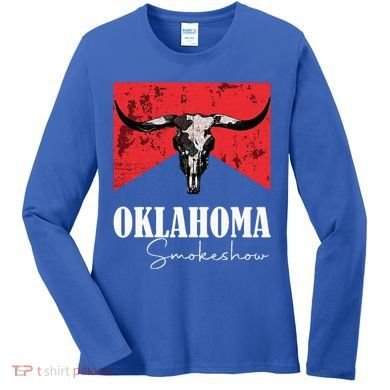 Boho Bull Skull Cow Oklahoma Smokeshow Western Country Women's Long Sleeve Shirt