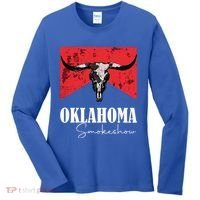 Boho Bull Skull Cow Oklahoma Smokeshow Western Country Women's Long Sleeve Shirt thumb 0