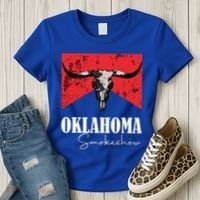 Boho Bull Skull Cow Oklahoma Smokeshow Western Country Women's T-Shirt thumb 3