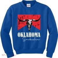 Boho Bull Skull Cow Oklahoma Smokeshow Western Country Kids Sweatshirt thumb 0