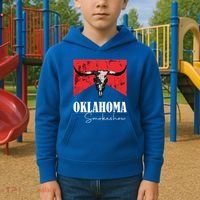 Boho Bull Skull Cow Oklahoma Smokeshow Western Country Kids Hoodie thumb 2