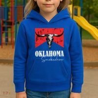 Boho Bull Skull Cow Oklahoma Smokeshow Western Country Kids Hoodie thumb 3