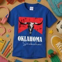 Boho Bull Skull Cow Oklahoma Smokeshow Western Country Kids T-Shirt thumb 3