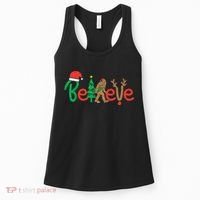 Believe Bigfoot Sasquatch Santa Reindeer Christmas Tree Women's Tank Top thumb 0