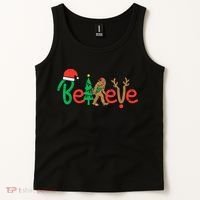 Believe Bigfoot Sasquatch Santa Reindeer Christmas Tree Tank Top thumb 2