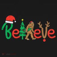Believe Bigfoot Sasquatch Santa Reindeer Christmas Tree Tank Top thumb 6