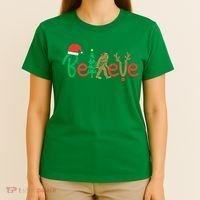 Believe Bigfoot Sasquatch Santa Reindeer Christmas Tree T-Shirt thumb 4