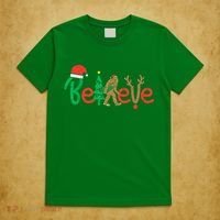Believe Bigfoot Sasquatch Santa Reindeer Christmas Tree T-Shirt thumb 5