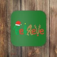 Believe Bigfoot Sasquatch Santa Reindeer Christmas Tree Coaster thumb 0