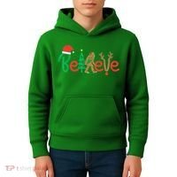 Believe Bigfoot Sasquatch Santa Reindeer Christmas Tree Kids Hoodie thumb 4