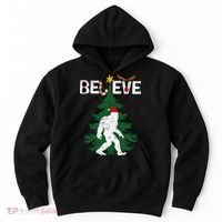 Believe Bigfoot Sasquatch Yeti Santa Hat Christmas Pajamas Hoodie thumb 0