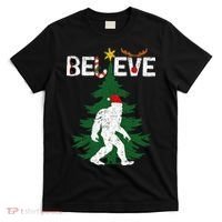 Believe Bigfoot Sasquatch Yeti Santa Hat Christmas Pajamas T-Shirt thumb 0