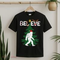 Believe Bigfoot Sasquatch Yeti Santa Hat Christmas Pajamas T-Shirt thumb 2