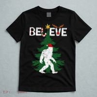 Believe Bigfoot Sasquatch Yeti Santa Hat Christmas Pajamas T-Shirt thumb 5