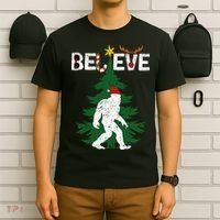 Believe Bigfoot Sasquatch Yeti Santa Hat Christmas Pajamas T-Shirt thumb 6