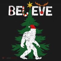 Believe Bigfoot Sasquatch Yeti Santa Hat Christmas Pajamas T-Shirt thumb 7