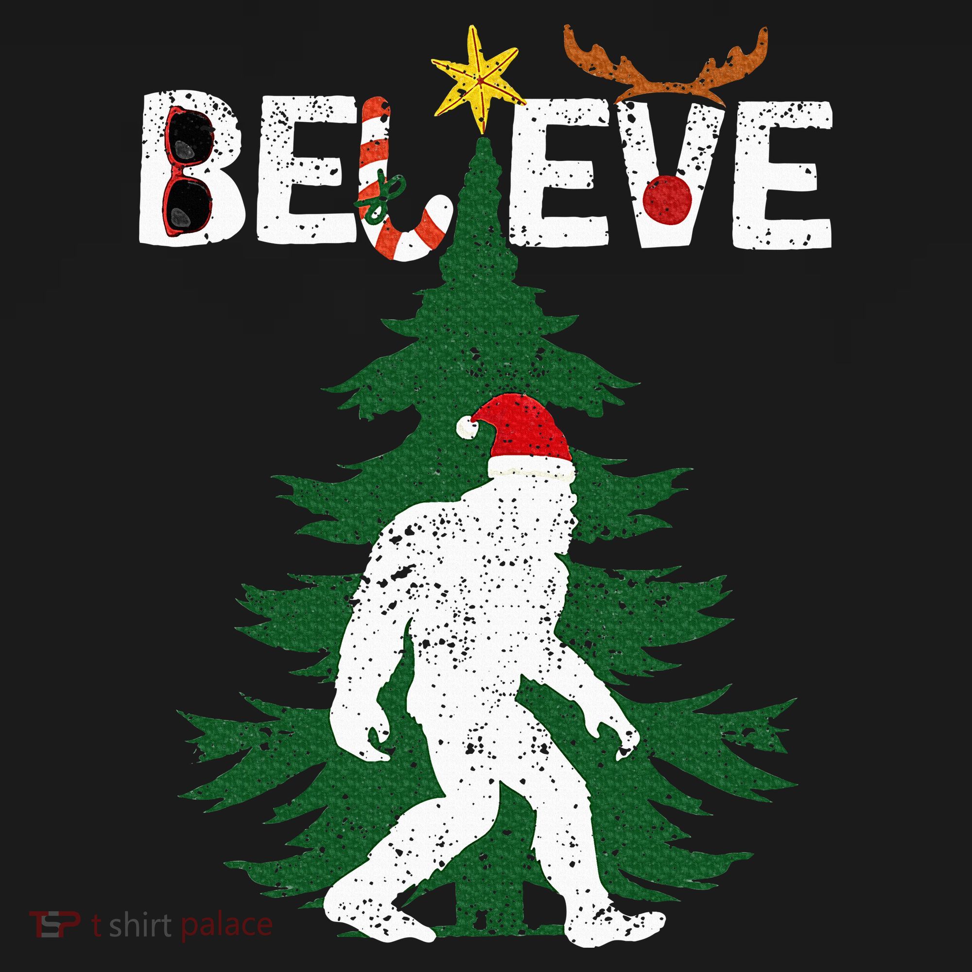 Believe Bigfoot Sasquatch Yeti Santa Hat Christmas Pajamas Mousepad