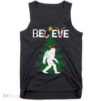 Believe Bigfoot Sasquatch Yeti Santa Hat Christmas Pajamas Tank Top thumb 0