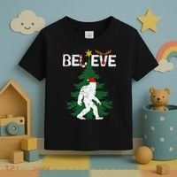 Believe Bigfoot Sasquatch Yeti Santa Hat Christmas Pajamas Toddler T-Shirt thumb 3