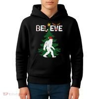 Believe Bigfoot Sasquatch Yeti Santa Hat Christmas Pajamas Kids Hoodie thumb 4